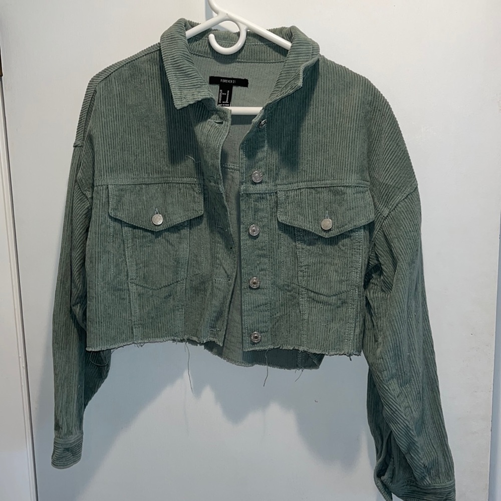 Forever 21 Green corduroy cropped jacket